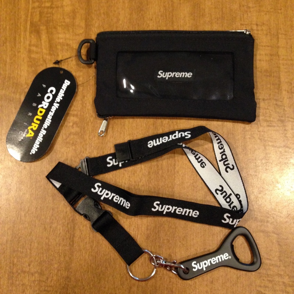 Supreme Mobile Pouch & Lanyard BLACK Bottle Opener